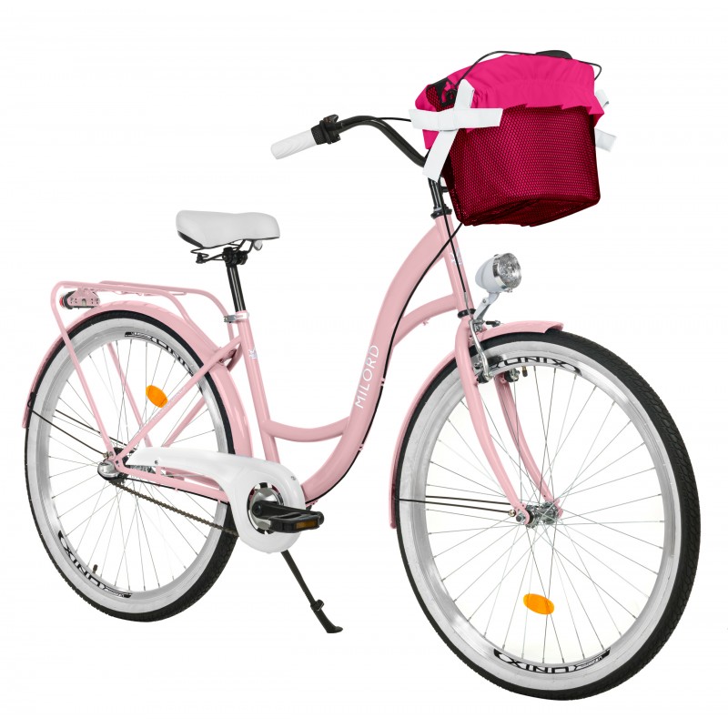 Milord Komfort Fahrrad Mit Korb Damenfahrrad, 28 Zoll, Pink, 3 Gänge