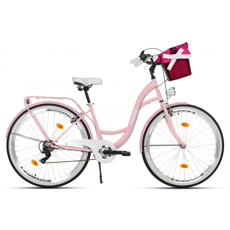 Milord Komfort Fahrrad Mit Korb Damenfahrrad, 28 Zoll, Pink, 7 Gänge