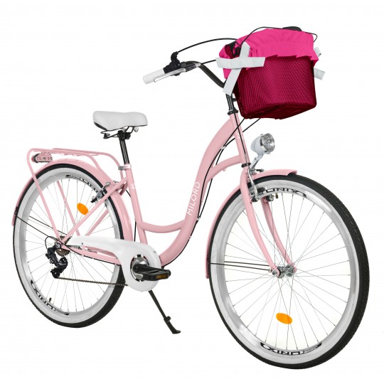 Milord Komfort Fahrrad Mit Korb Damenfahrrad, 28 Zoll, Pink, 7 Gänge