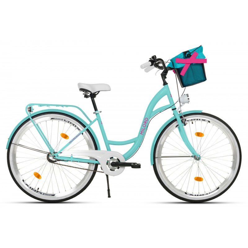 Milord Komfort Fahrrad Mit Korb Damenfahrrad, 28 Zoll, Wasserblau, 3 Gänge