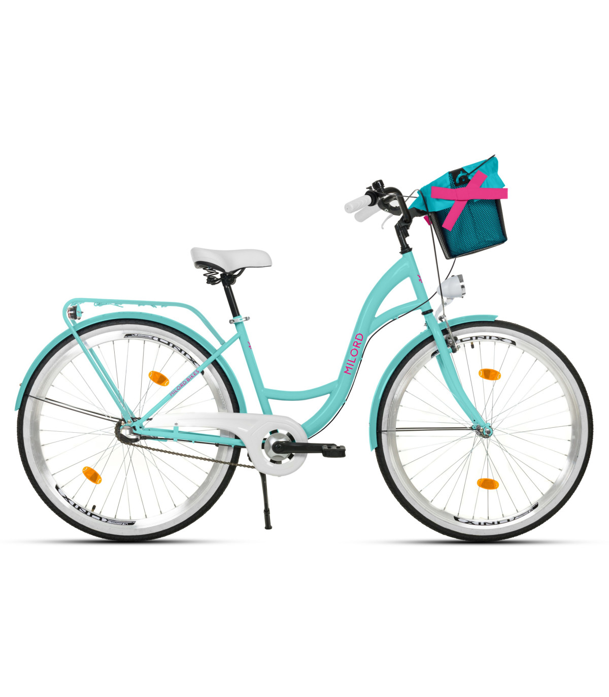 Milord Komfort Fahrrad Mit Korb Damenfahrrad, 28 Zoll, Wasserblau, 3 Gänge