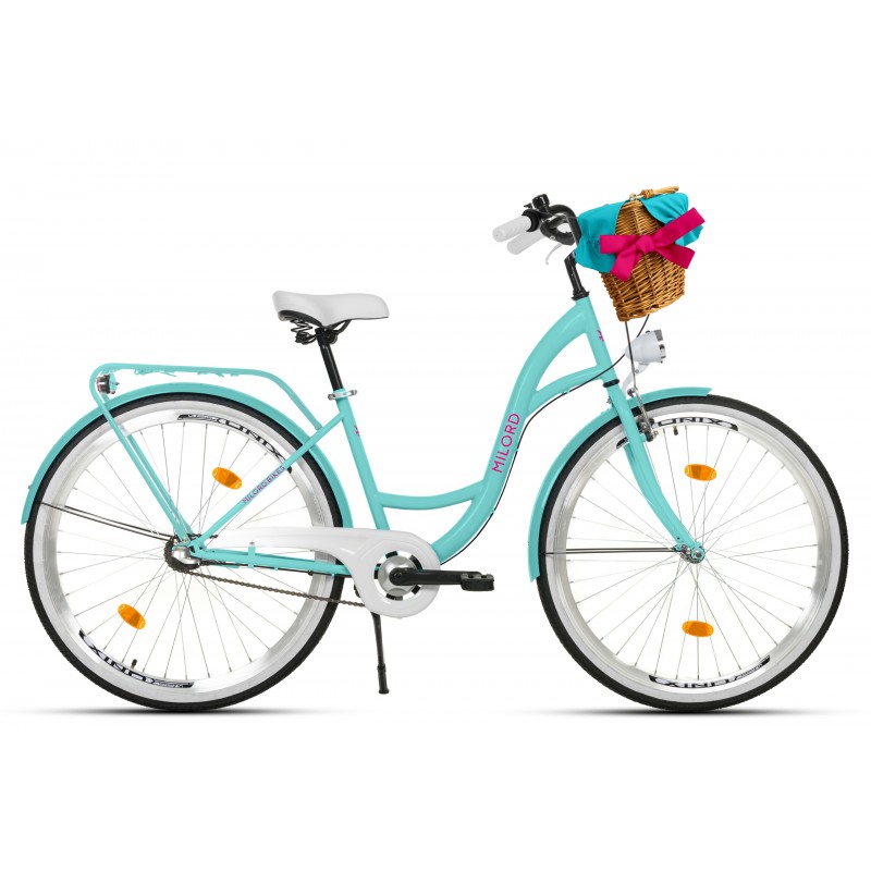 Milord Komfort Fahrrad Mit Korb Damenfahrrad, 28 Zoll, Wasserblau, 3 Gänge