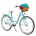 Milord Komfort Fahrrad Mit Weidenkorb Damenfahrrad, 28 Zoll, Wasserblau, 3 Gänge