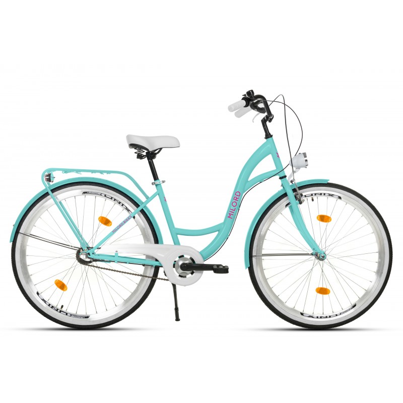 Milord Komfort Fahrrad Mit Korb Damenfahrrad, 28 Zoll, Wasserblau, 3 Gänge
