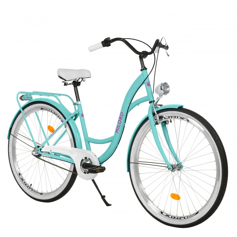 Milord Komfort Fahrrad Mit Korb Damenfahrrad, 28 Zoll, Wasserblau, 3 Gänge
